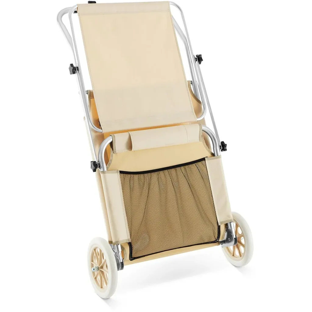 Zusammenklappbare Liege mit Rädern - beige - 150x52 cm