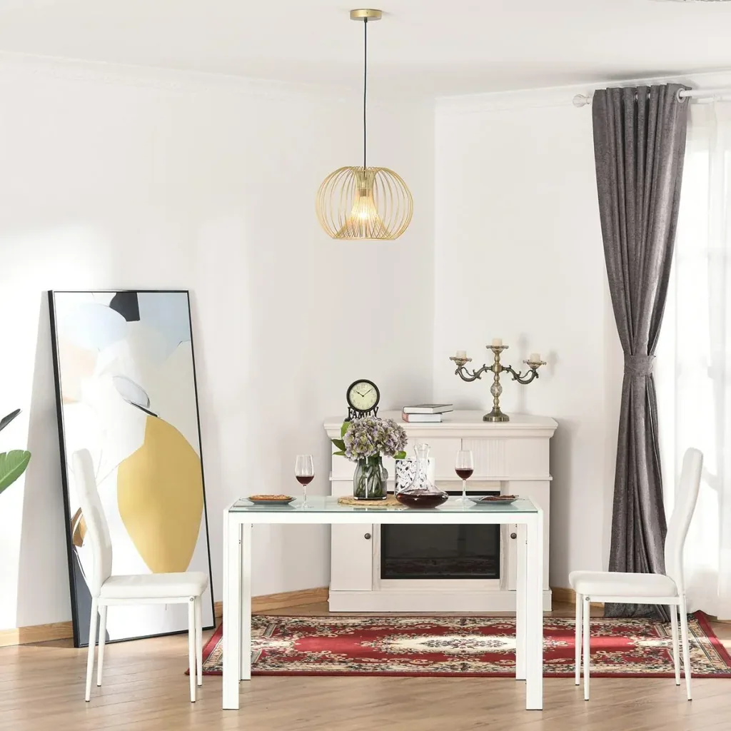 Pendelleuchte mit goldenem gebogenem Stahlrahmen gold