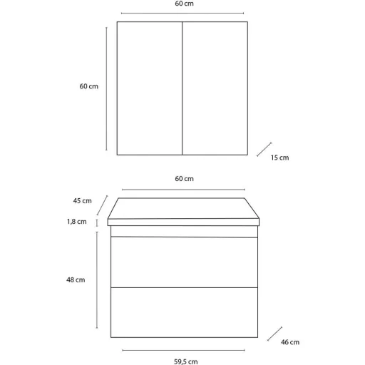 Badezimmermöbel Style 60cm - Gris Eiche