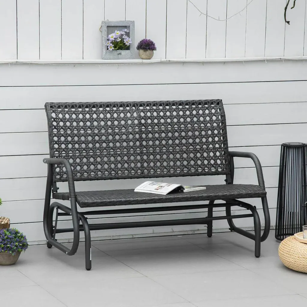 Polyrattan-Schaukelsofa mit extra breitem Sitz, 70L x 120B x 84H cm, grau