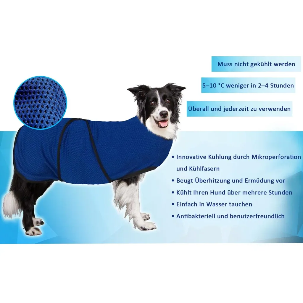 Hunde Kühlweste Kühljacke Cooling Vest schnelle Abkühlung Polyester Blau Ø50 x 50 cm