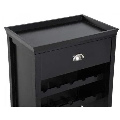 Weinregal Weinschrank 3 Ebenen 15 Flaschen mit Schublade Schwarz