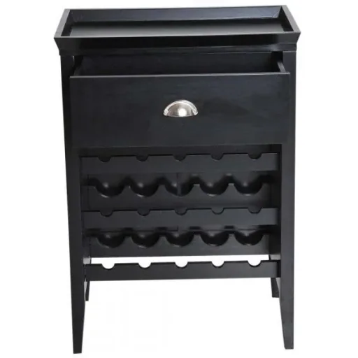 Weinregal Weinschrank 3 Ebenen 15 Flaschen mit Schublade Schwarz