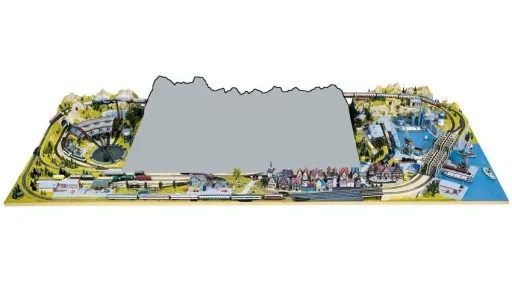 Vorfeld Grundanlage Silvretta - 220 x 40 cm, 4 cm hoch, Spur H0, koloriert und begrast, auf Holzrahmen