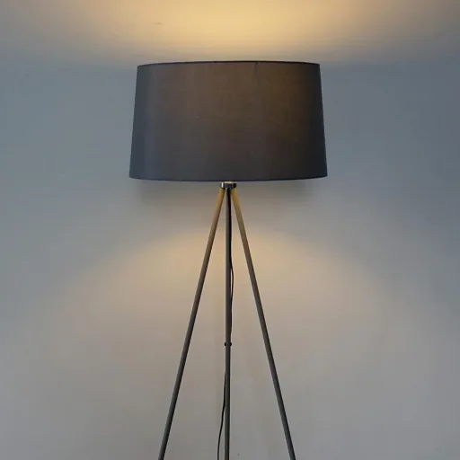 Stehlampe Tripod Schlafzimmer Standleuchte Stehleuchte 40W Metall grau ?48 x 156 cm