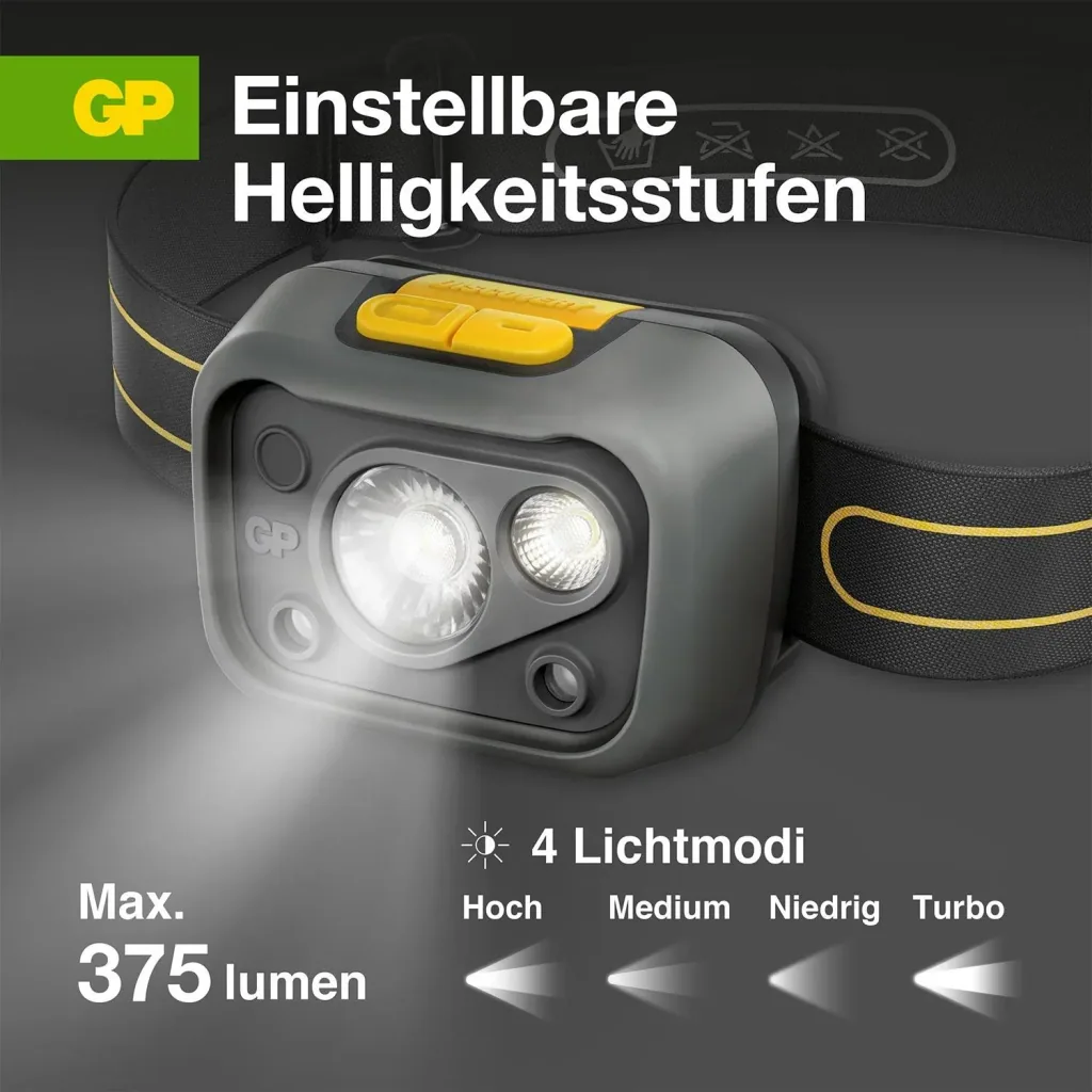 DISCOVERY Stirnleuchte mit Bewegungssensor und 375 Lumen, IPX5