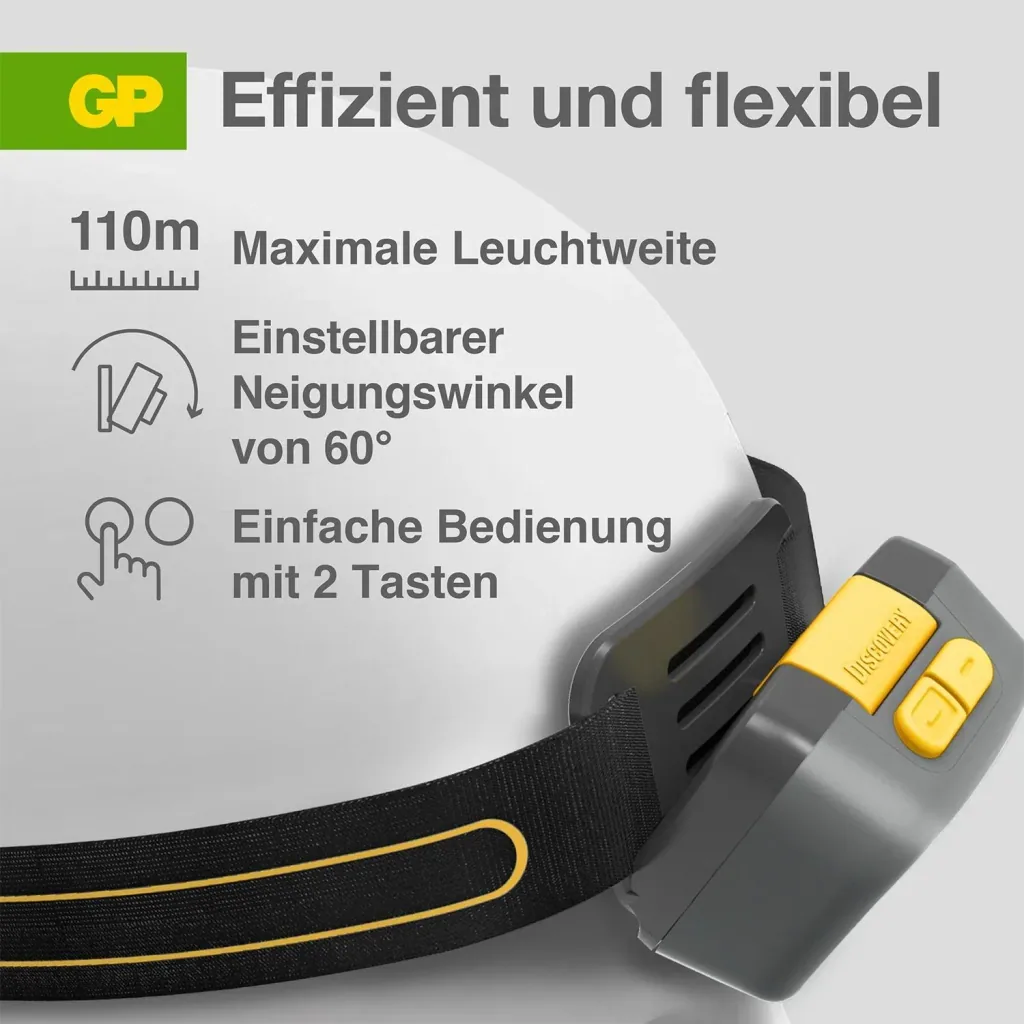 DISCOVERY Stirnleuchte mit Bewegungssensor und 375 Lumen, IPX5