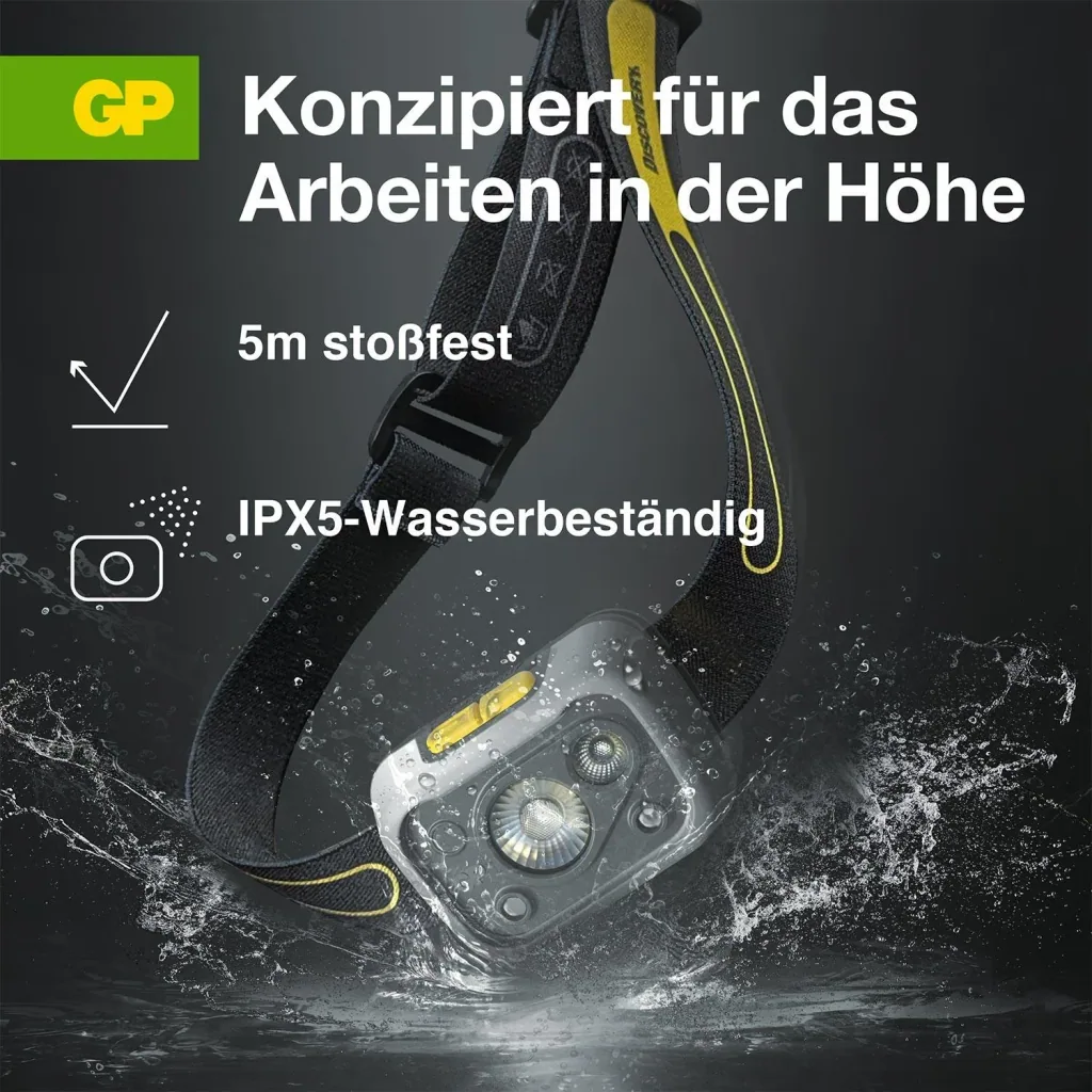 DISCOVERY Stirnleuchte mit Bewegungssensor und 375 Lumen, IPX5