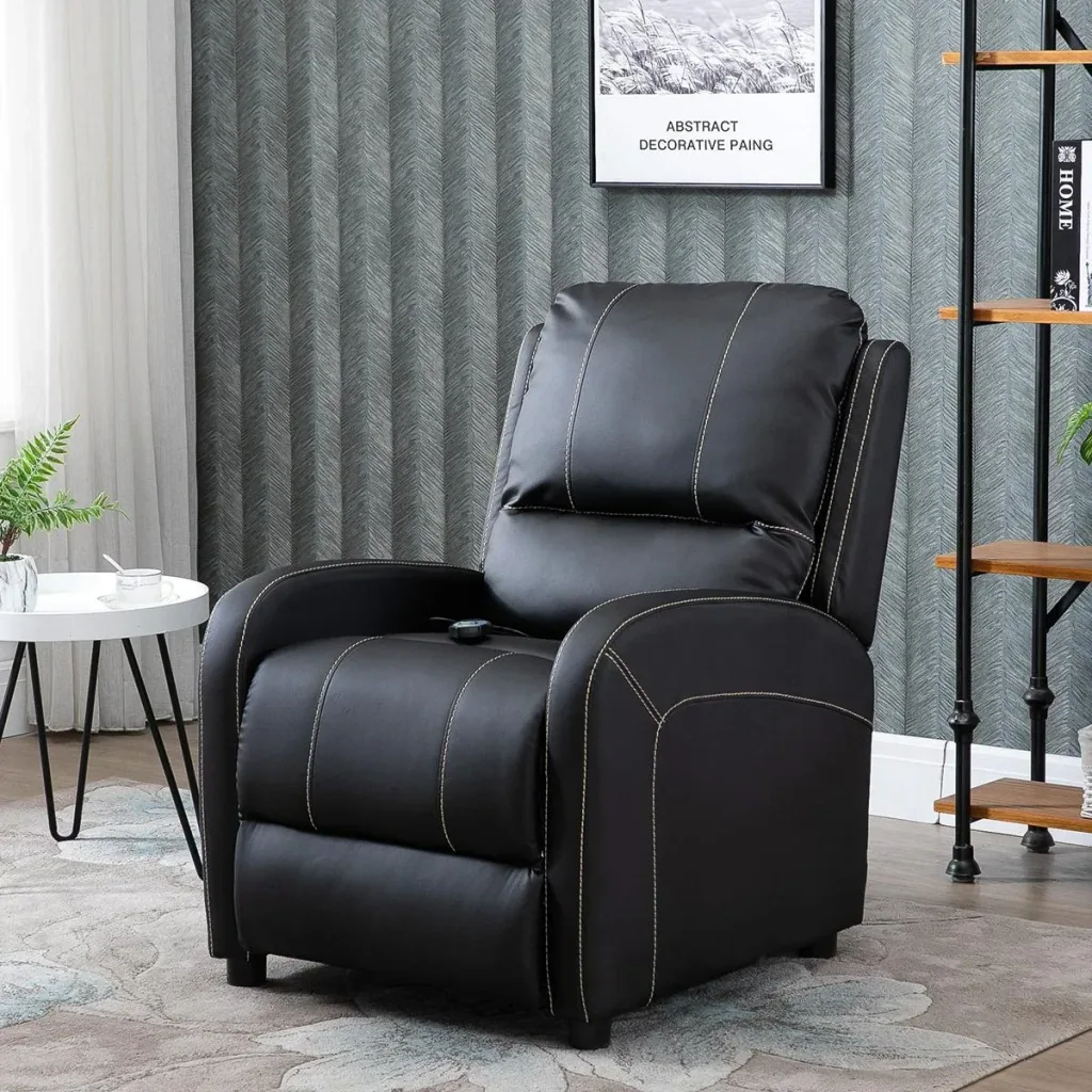 Massagesessel mit Fußstütze und Heizfunktion Relaxsessel Schwarz 70 x 93 x 100 cm
