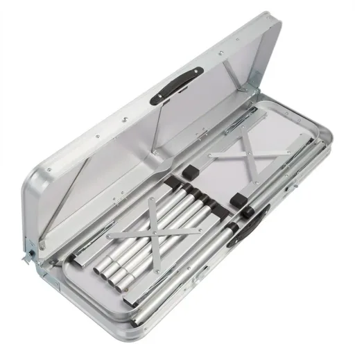 Campingbank 3 Stück grau Aluminium klappbar