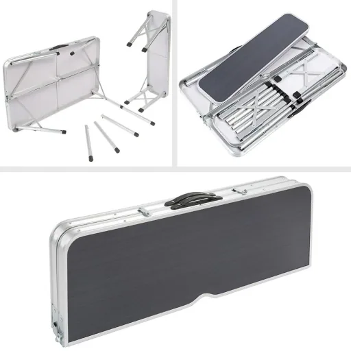 Campingbank 3 Stück grau Aluminium klappbar