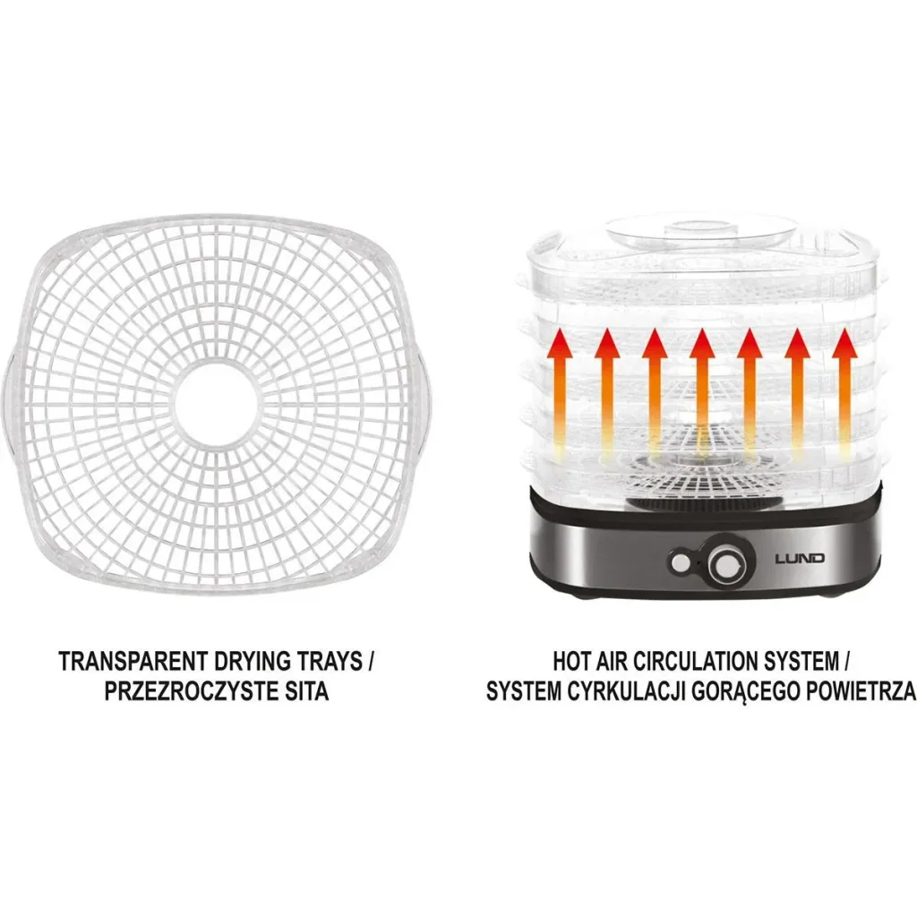 Lebensmitteltrockner - 5 Schichten - 35 bis 70 Grad - 500W
