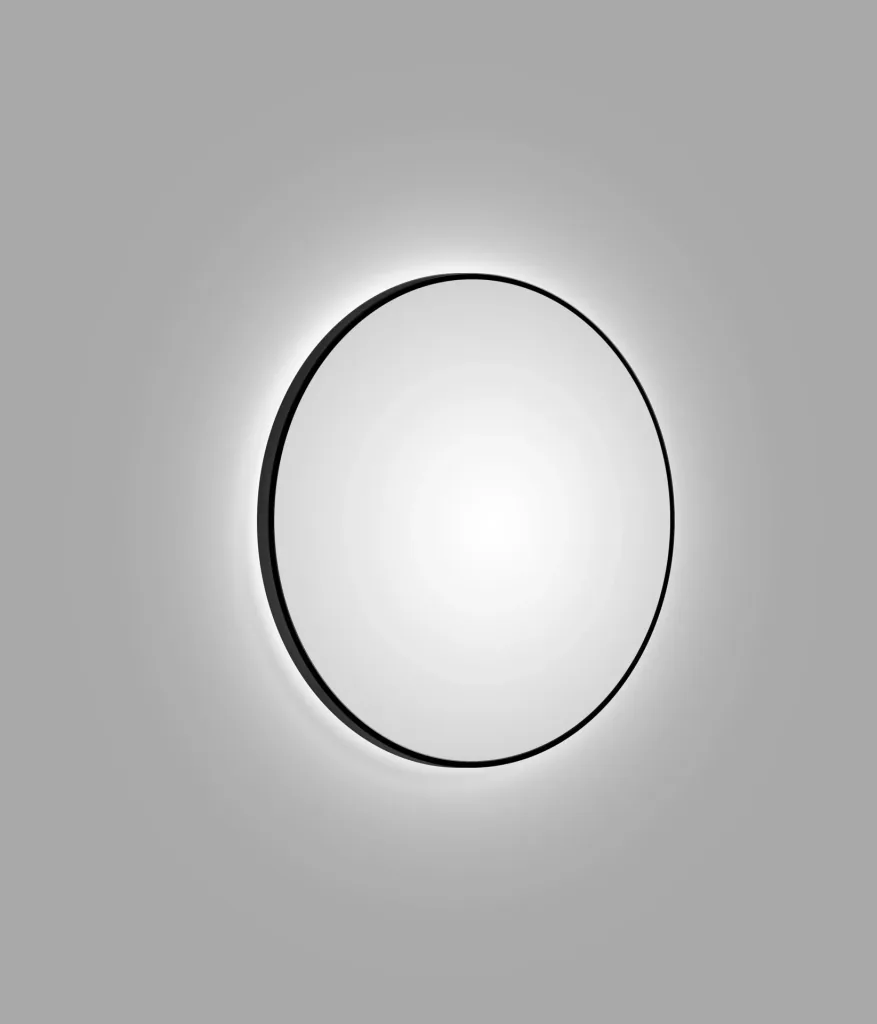 Dekorativer Wandspiegel "Black OROS" - Light mit indirekter LED Beleuchtung Ø 100 cm