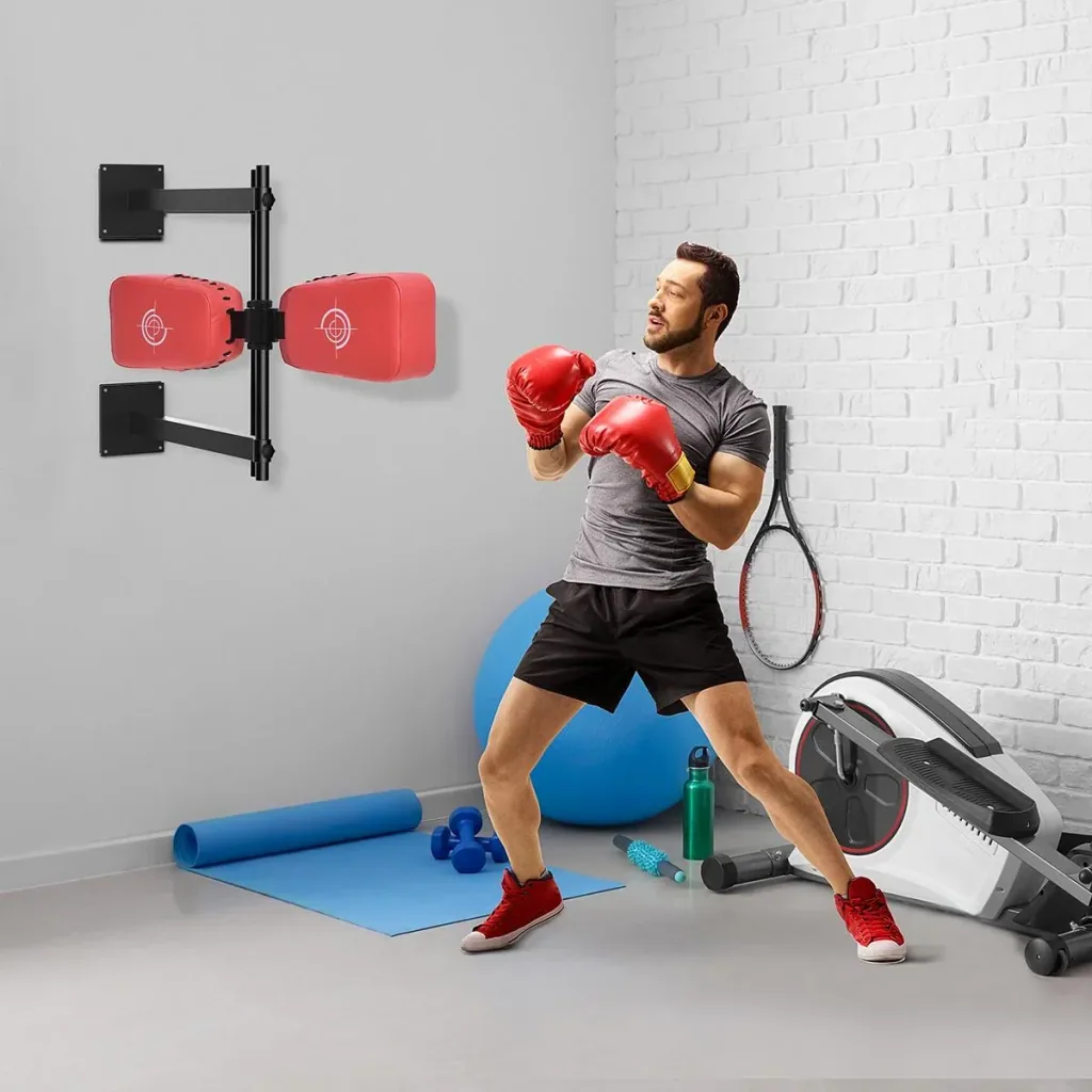 Drehbares Punchkissen Wandhalterung Reflex Bar Punch Pad für Training Kick Schild Stahl Kunstleder Rot 82 x 65 x 14 cm