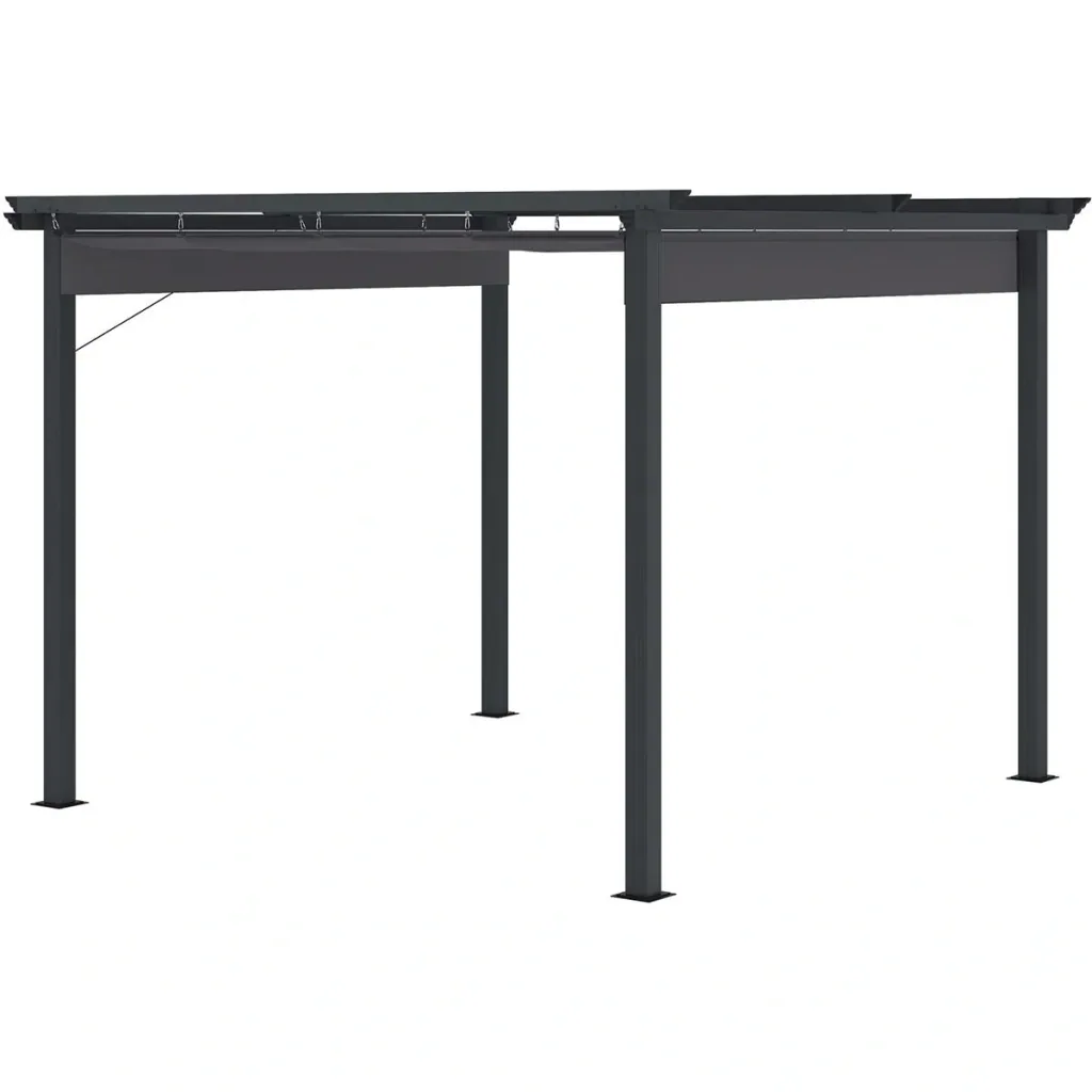 Pergola mit verstellbarer Markise Aluminium Grau+Schwarz 3 x 3 m