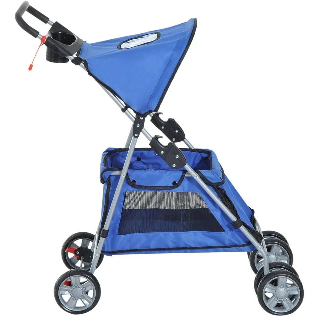 Hundebuggy Hundewagen mit Sonnendach Stahl Blau