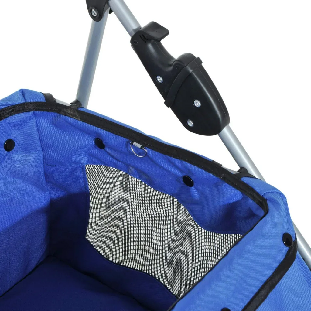 Hundebuggy Hundewagen mit Sonnendach Stahl Blau