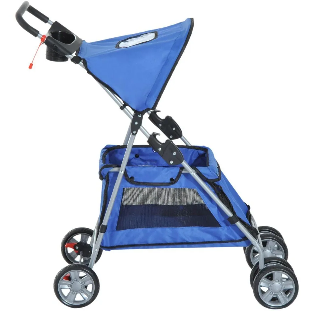 Hundebuggy Hundewagen mit Sonnendach Stahl Blau