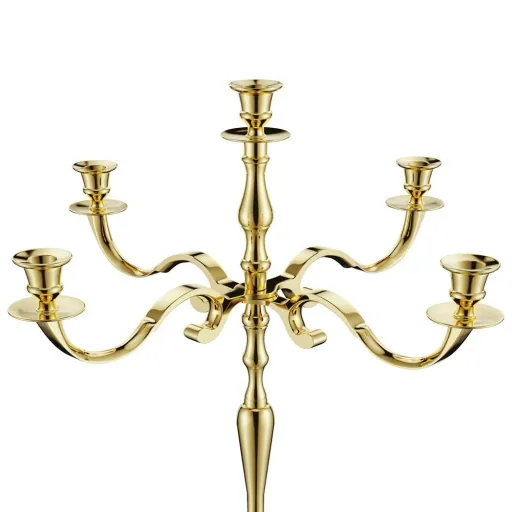 Kerzenleuchter gold glänzend aus Aluminium 60cm 5-armig