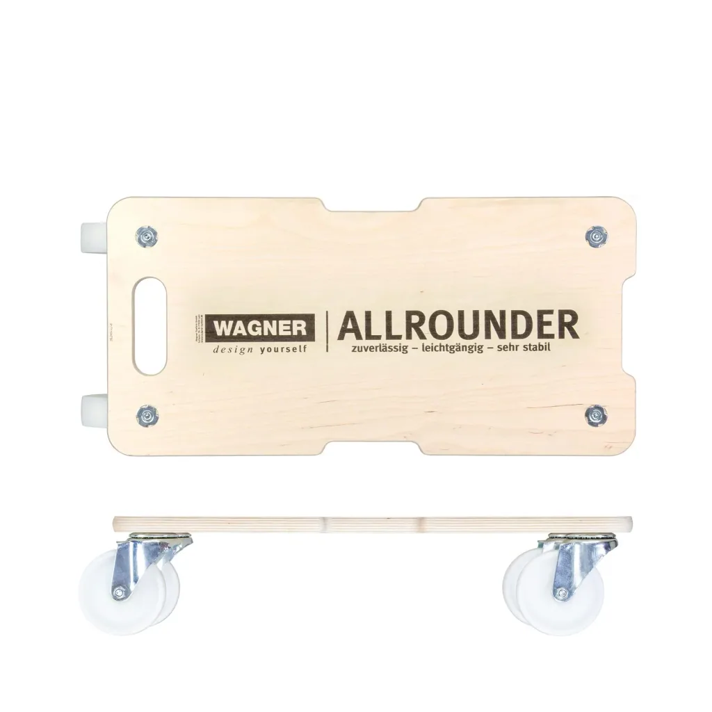 Transporthilfe MM 1326, 59 x 29 x 13,5 cm, harte Rollen Ø 100 mm, Rollenlager, Multiplex Birke FSC®, Tragkraft 400 kg