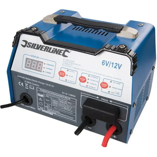 Automatischer Batteriestarter/Ladegerät, 12 A, 6/12 V 8 - 180 Ah Kapazität