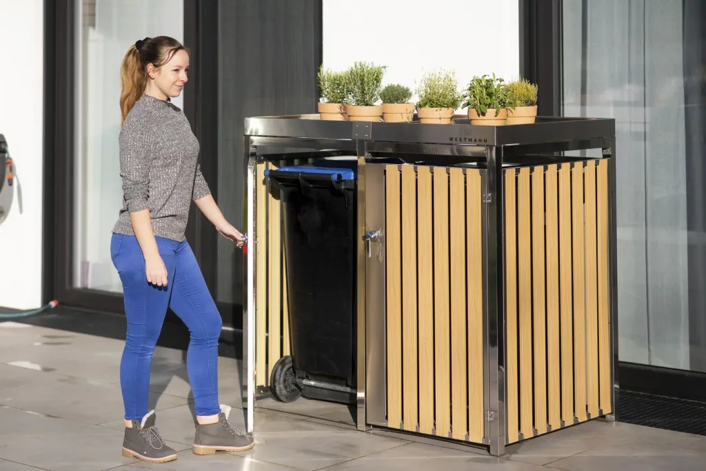 Mülltonnenbox 2-fach 240 Liter Edelstahl