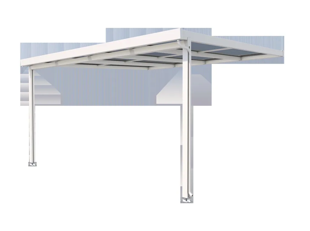 Terrassendach Premium, weiß, 4102 x 4060 mm - Polycarbonat Stegplatten 16 mm, klar