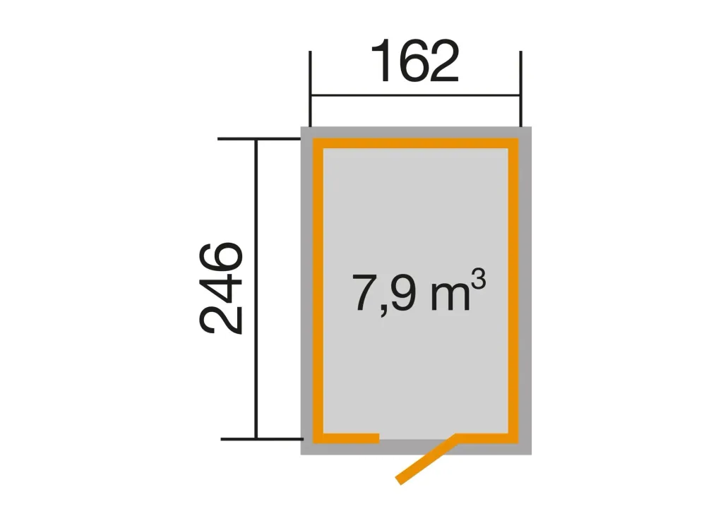 Schwedenhaus Gr. 2, L x B x H 200 x 286 x 220 cm, sägerauh, anthrazit mit Einzeltür und Fenster