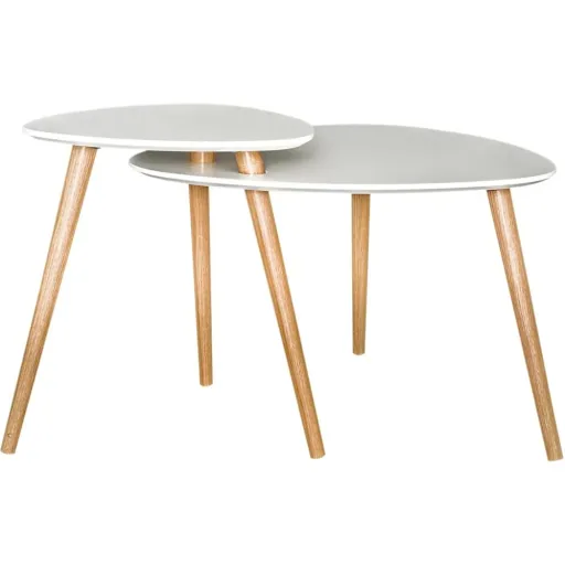 Couchtisch Beistelltisch Sofatisch Telefontisch Kaffeetisch Holz Weiß + Natur 75,5 x 59,5 x 45,5 cm