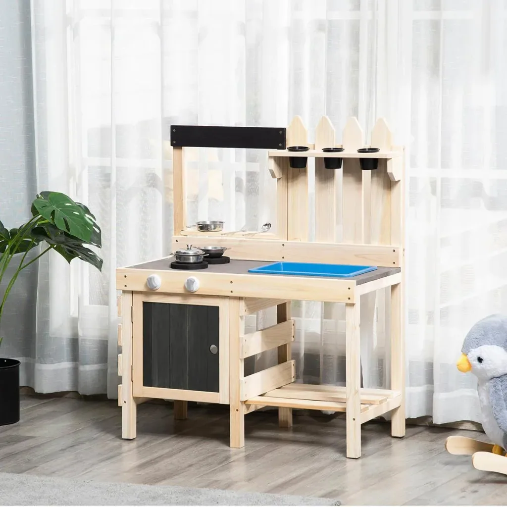 Outdoor Spielküche Sand Table Edelstahl Zubehör für 3-7 Jahre 81,5 x 46 x 102,5 cm