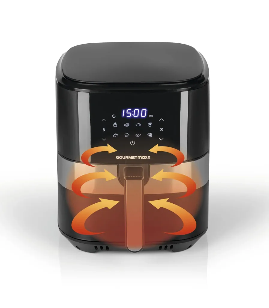 Heißluft-Fritteuse Digital, 6,2 Liter, 1500 Watt, Schwarz