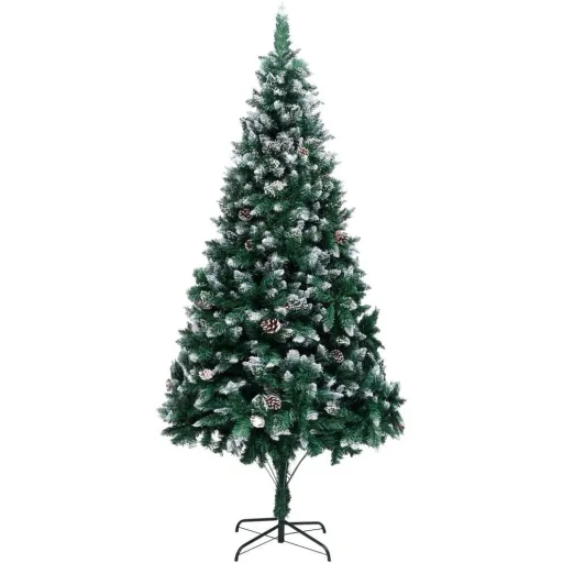 Künstlicher Weihnachtsbaum mit Tannenzapfen und weißem Schnee 240 cm