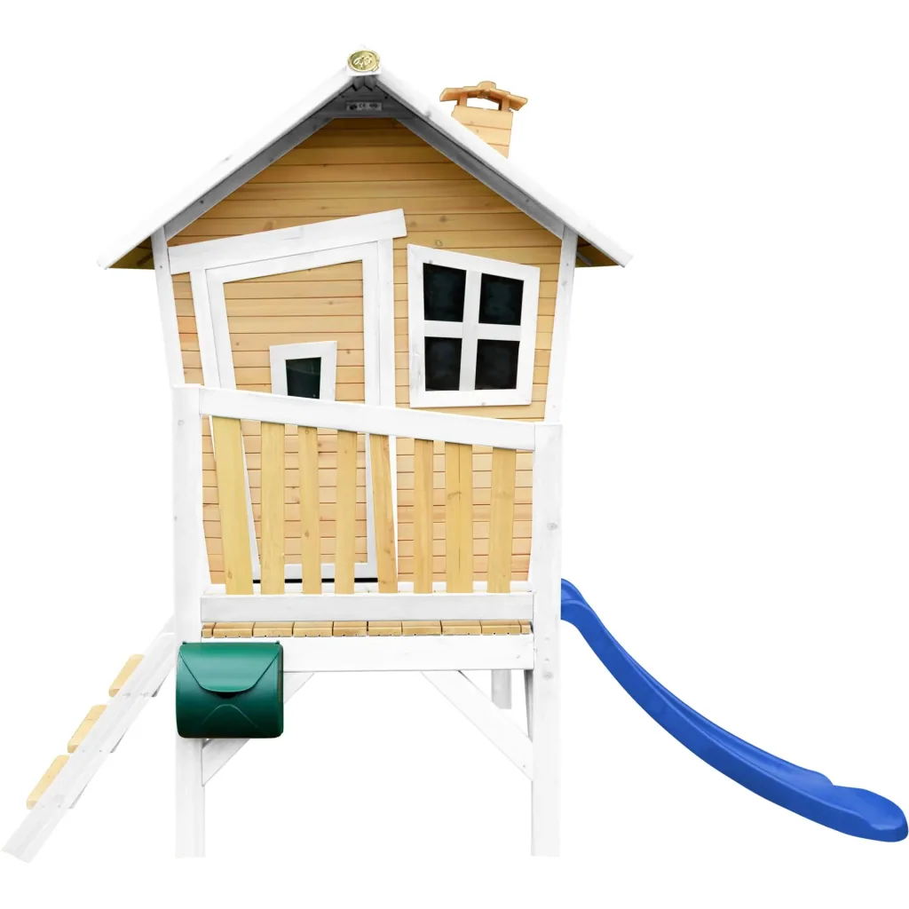 Robin Spielhaus Braun/Weiß - Blaue Rutsche