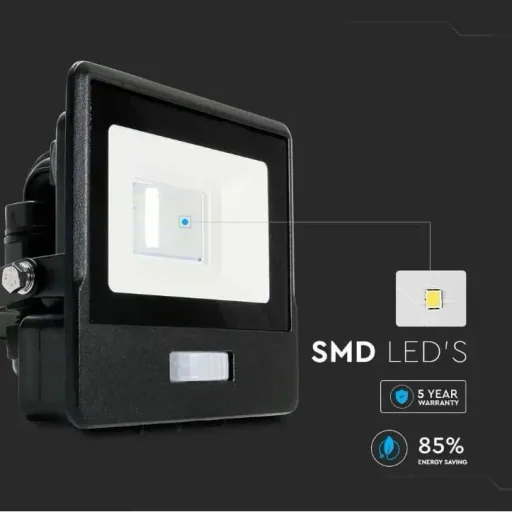 VT-118S LED-Flutlicht mit Sensor - 10 W - 735 Lm - 4000K - Schwarz