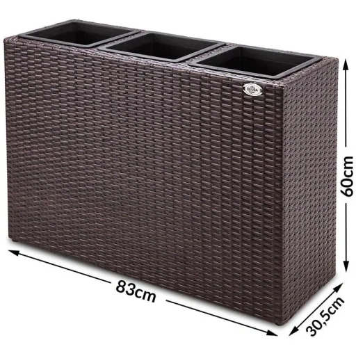 Polyrattan Blumentopf braun 83x30,5x60cm