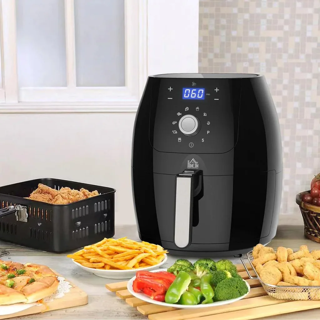 Heißluftfritteuse Luftfritteuse Airfryer Edelstahl Frittierkorb 5,5L 1700W mit Digitalem LED-Touchscreen Heißluftfritteu