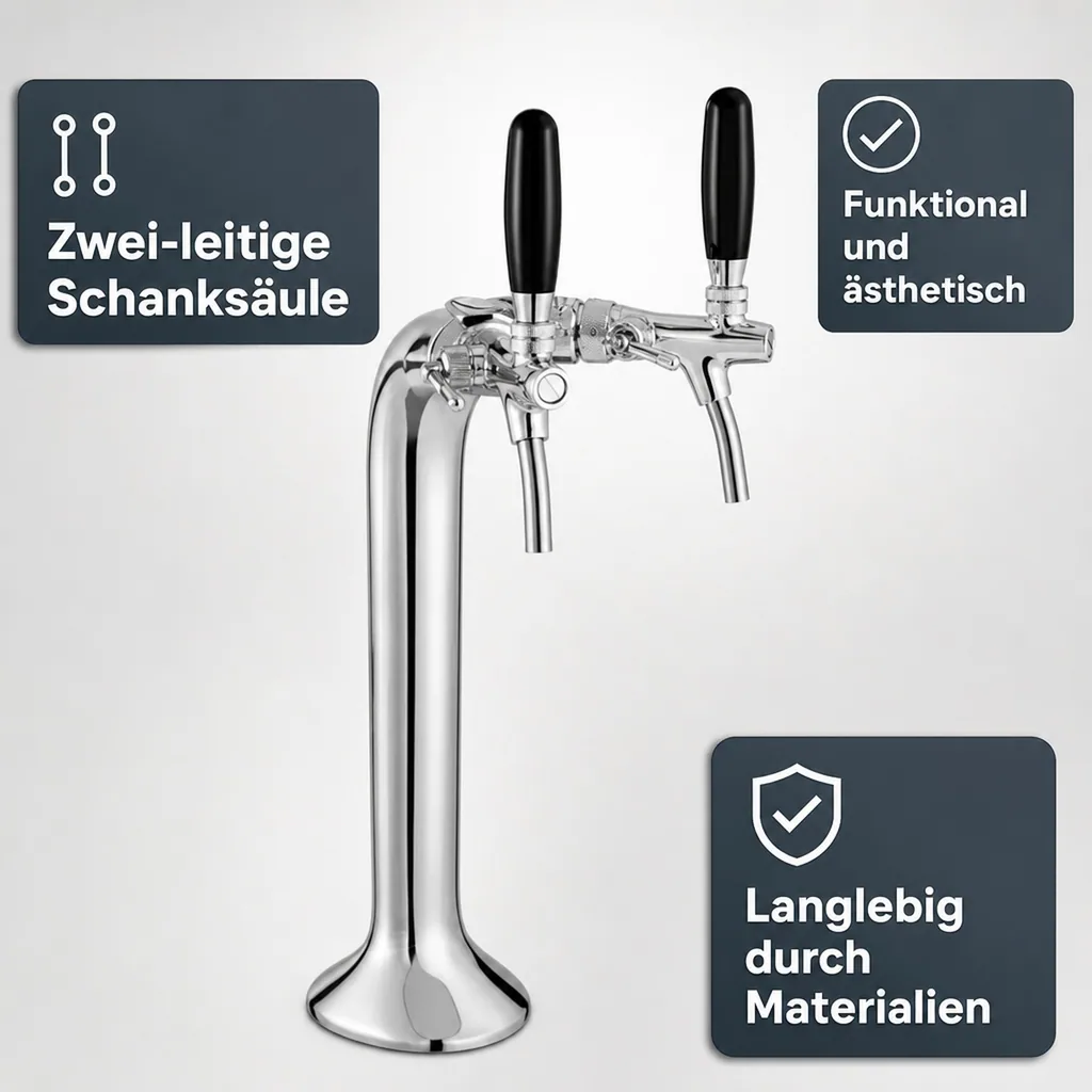 Schanksäule, Bierzapfsäule, Chrom, 2-leitig