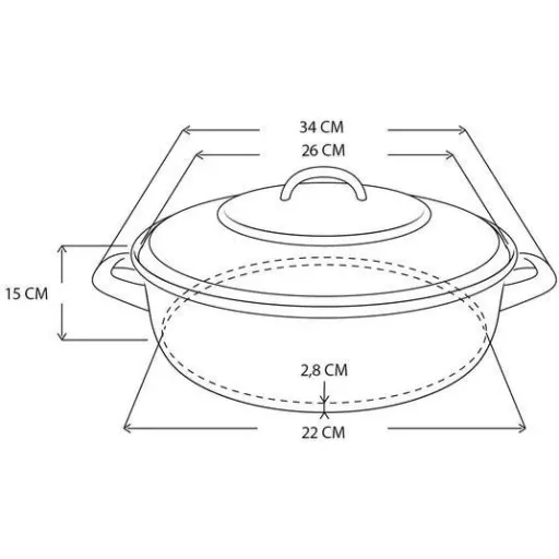 Marmorbeschichtung Breite Kasserolle - Schwarz - Mit Glasabdeckung - 26 cm