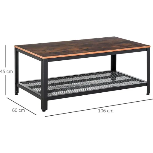 Vintage Couchtisch mit Ablage schwarz/walnuss