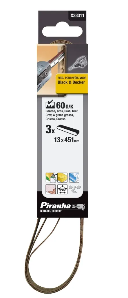 Schleifbänder K60 für Powerfeile KA900E, 13 x 455mm, 3er Set