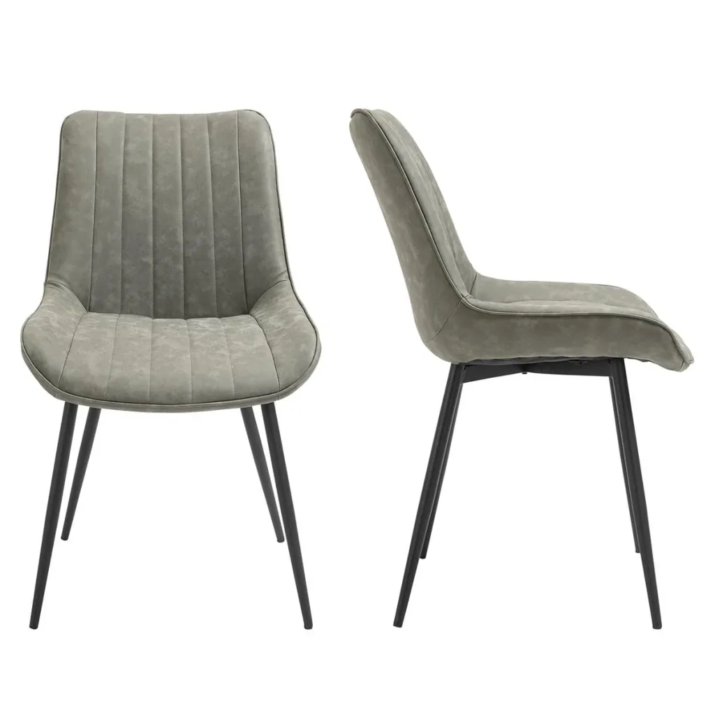 2-teiliges Set Esszimmerstuhl Küchenstuhl mit Rücklehne Metallbeine Retro-Stil Kunstleder Stahl Grau 53 x 62 x 88 cm 2 t