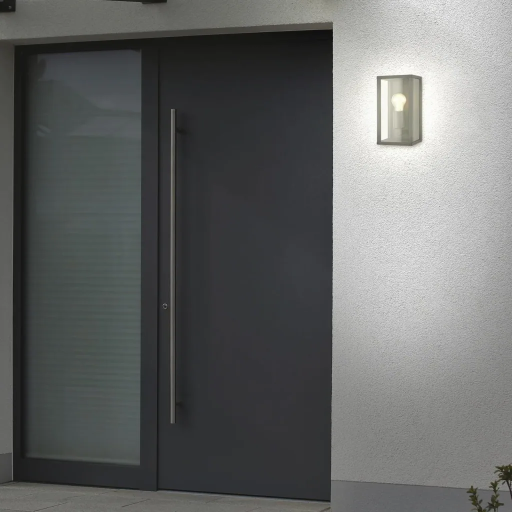 Außenleuchte, 1-flammig, IP44, Metall-Glas, schwarz, E27 Fassung