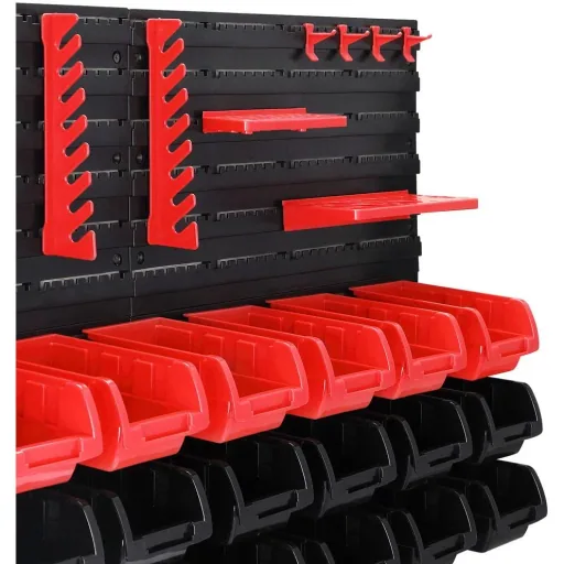 Werkzeugwand mit Stapelboxen und Werkzeughalter 43tlg. - 2 Wandteller 54x47,5x1,8 cm