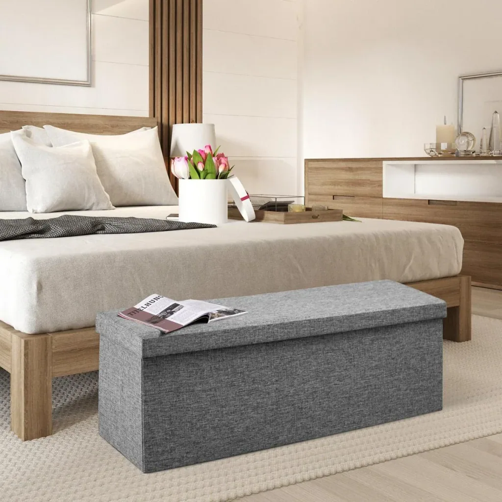 Sitzbank mit Stauraum - Grau 115x38x38cm klappbar