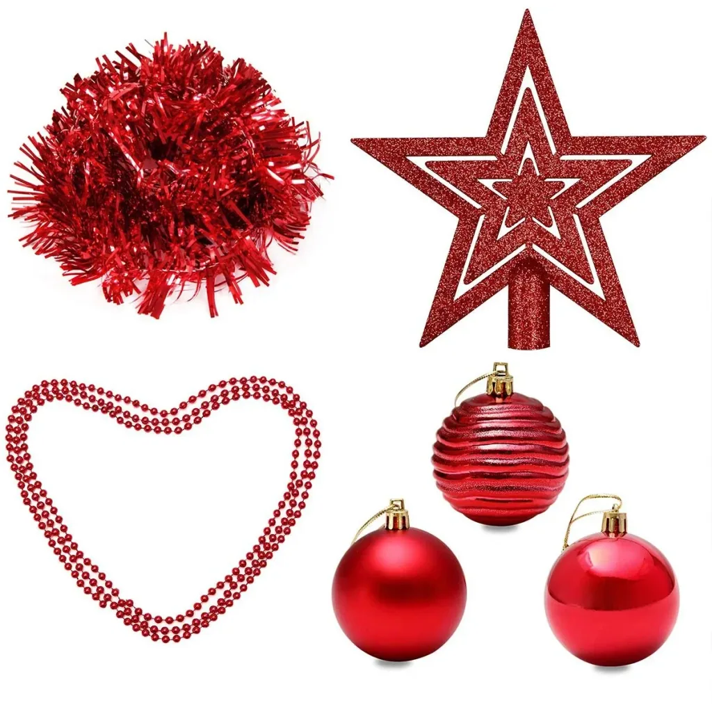 Christbaumschmuck - Christbaumschmuck rot 66 Stück.