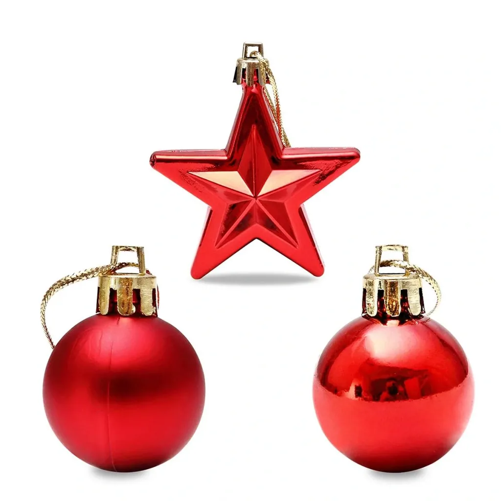 Christbaumschmuck - Christbaumschmuck rot 66 Stück.