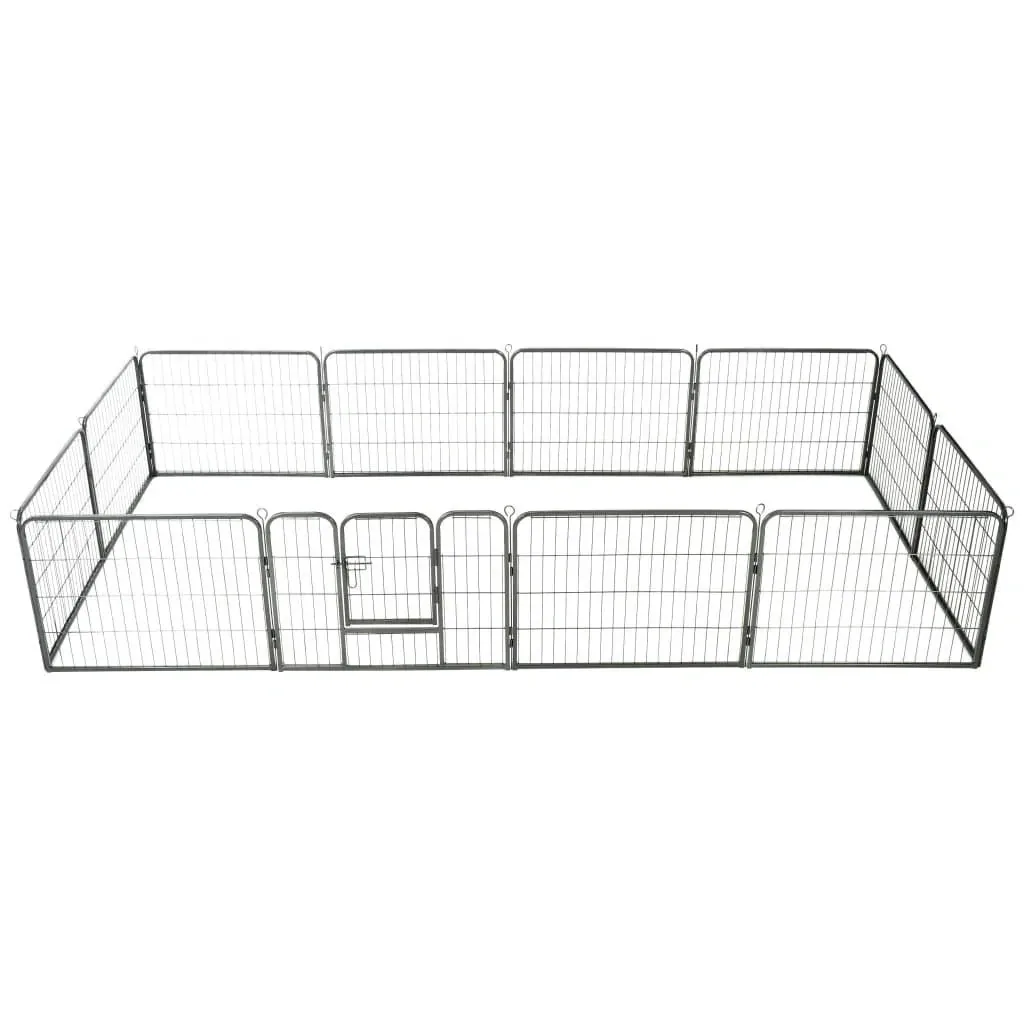 Hundeauslauf 12 Platten 80x60 cm schwarzer Stahl