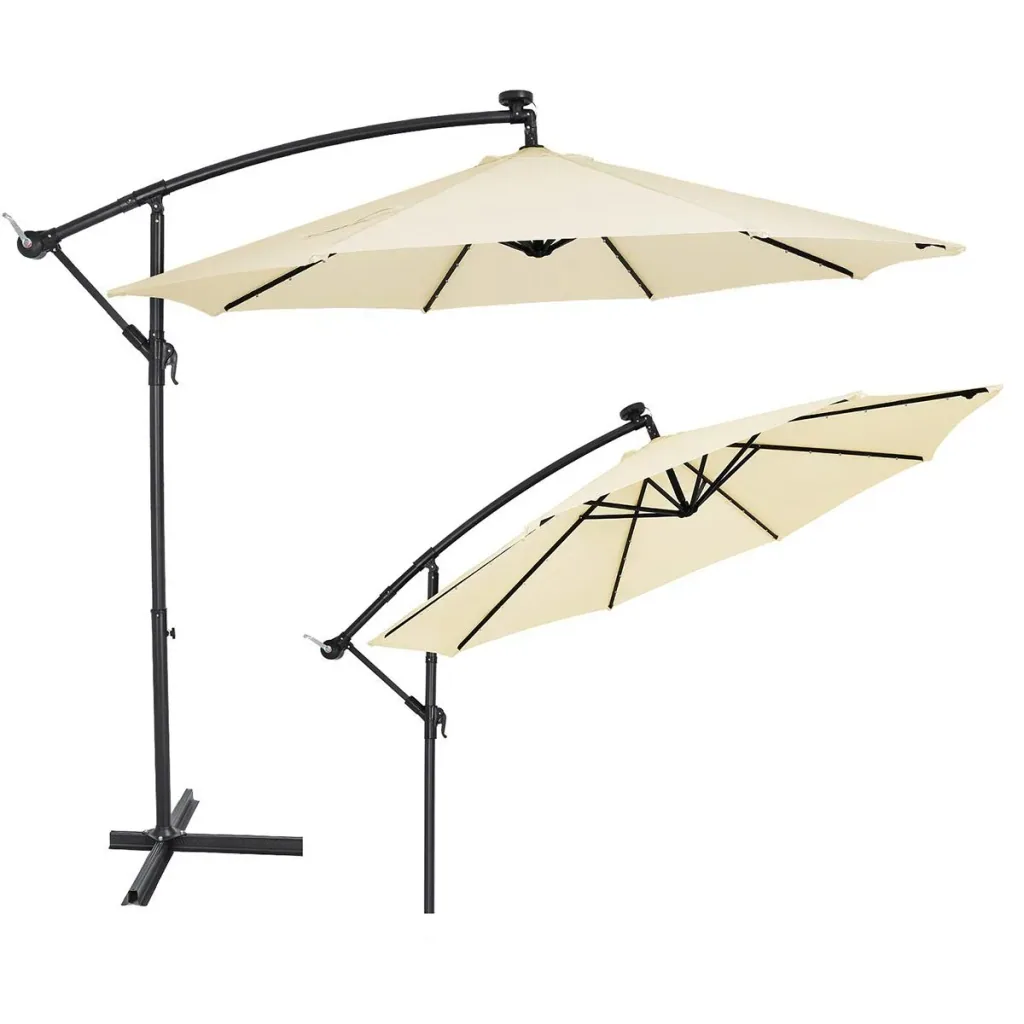 Sonnenschirm Haiti mit LED-Beleuchtung kippbare Creme - Ø 3m