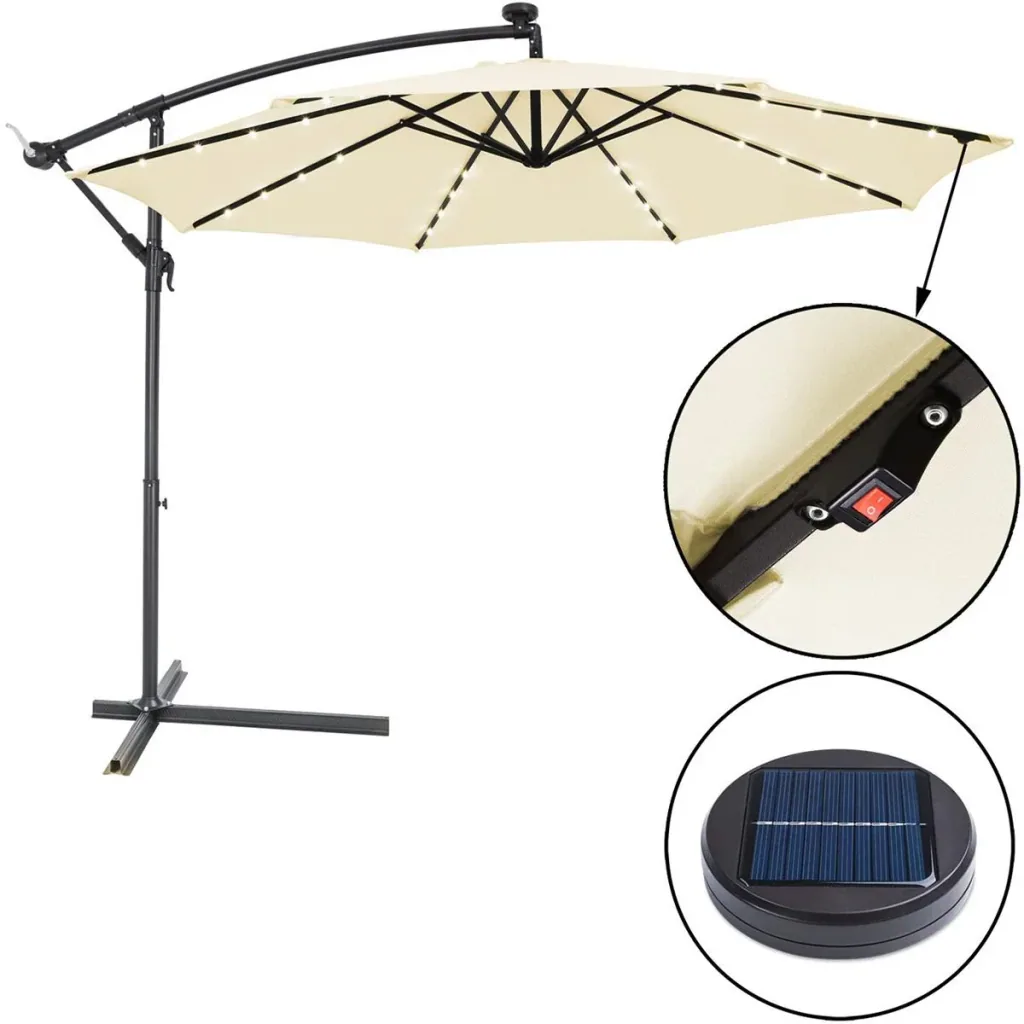 Sonnenschirm Haiti mit LED-Beleuchtung kippbare Creme - Ø 3m