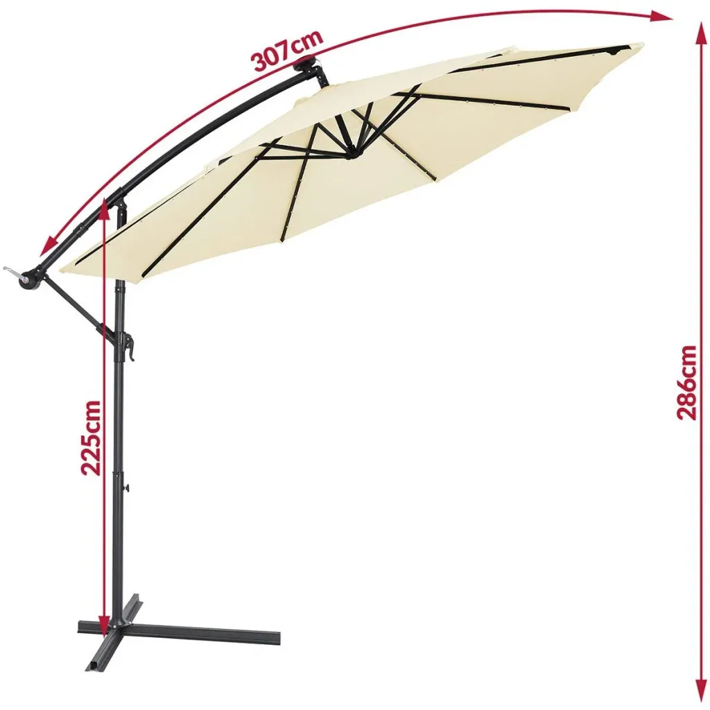 Sonnenschirm Haiti mit LED-Beleuchtung kippbare Creme - Ø 3m